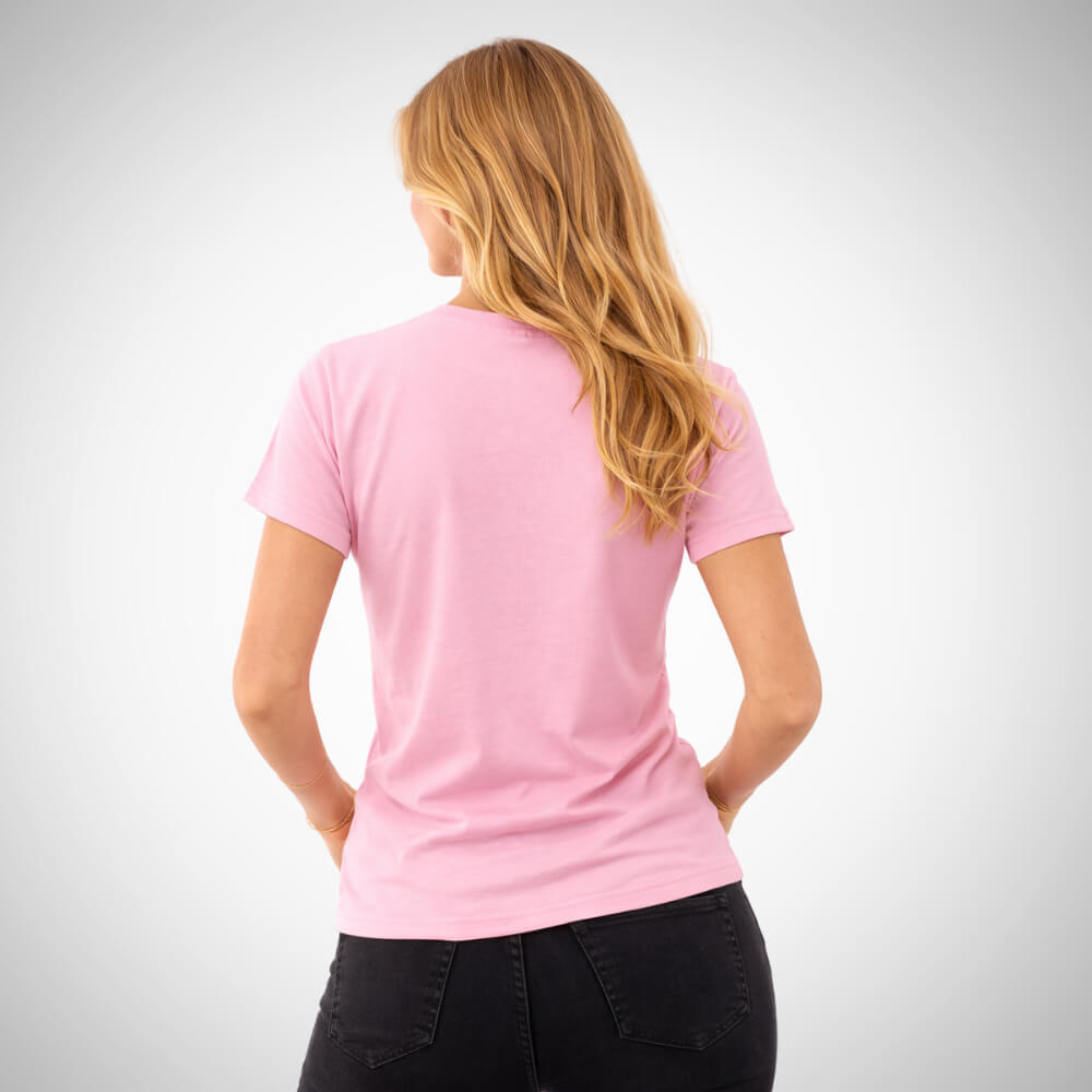 Ροζ βαμβακερό T-shirt Suga Style, minimal σχέδιο με κοντό μανίκι και άνετη κλασική γραμμή.