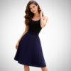 navy blue midi φούστα πλισέ μέχρι το γόνατο one size