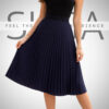 navy blue midi φούστα πλισέ μέχρι το γόνατο one size