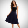 navy blue midi φούστα πλισέ μέχρι το γόνατο one size