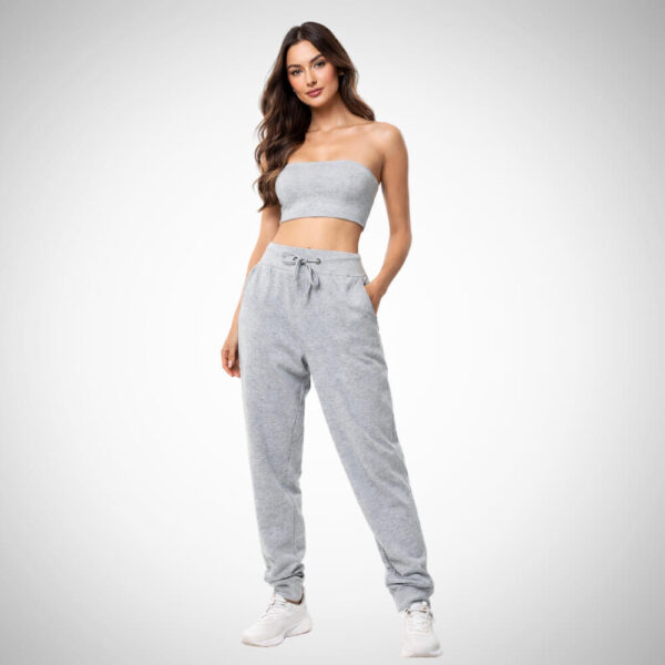 γκρι γυναικεία αθλητική φόρμα από βαμβάκι για αθλητική, άνετη ένδυση