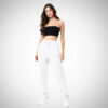 γυναικεία αθλητική φόρμα σε λευκό χρώμα με τσέπες στο πλάι και κορδόνι στη μέση από 100% βαμβάκι