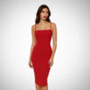 pencil γυναικείο κόκκινο εφαρμοστό φόρεμα μέχρι το γόνατο midi