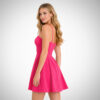φούξια skater φόρεμα, καρδούλα ντεκολτέ και άνοιγμα σε Α-γραμμή
