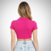 Μπλούζα τοπ Suga Style σε έντονο ροζ χρώμα με rib ύφανση και κλείσιμο με φερμουάρ