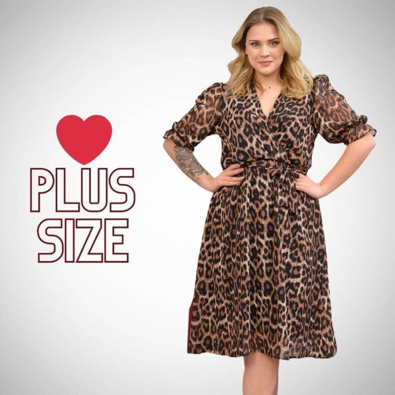 Plus Size - Midi φόρεμα animal print