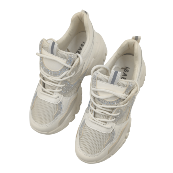 Sneakers λευκό με γκρι και ασημί λεπτομέρεια