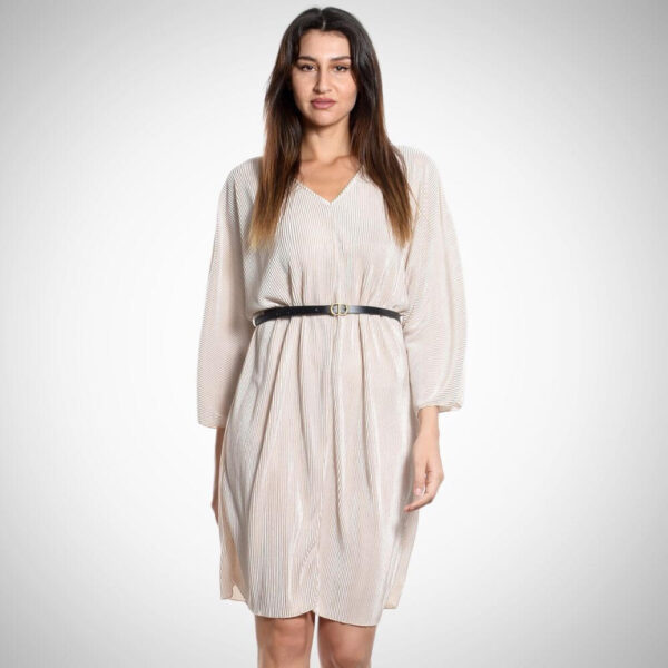Midi φόρεμα πλισέ με ζώνη | Suga Style