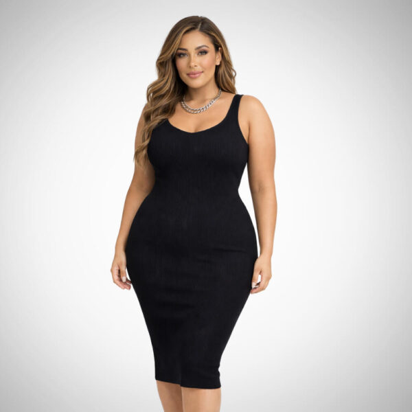 μαύρο φόρεμα μεγάλα μεγέθη plus size οικονομικό για καθημερινό ή βραδινό στυλ