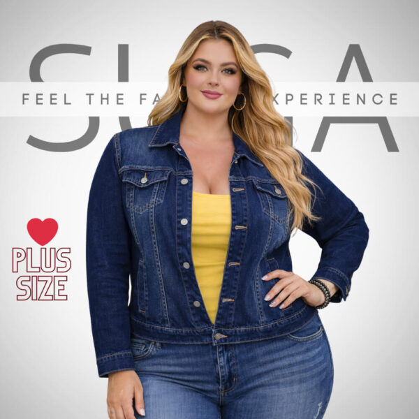 Γυναικείο τζιν jacket 2XL με πλαϊνές τσέπες για casual εμφανίσεις