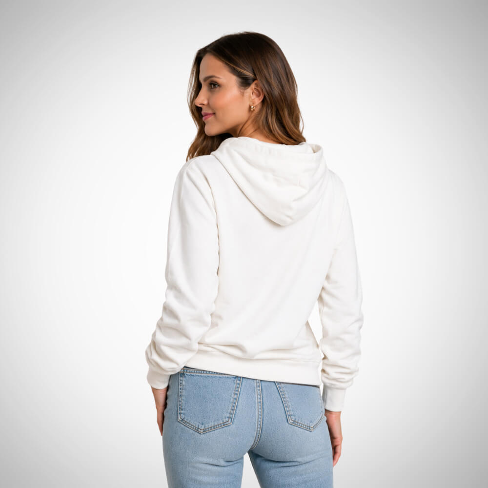 Γυναικείο hoodie σε λευκό χρώμα με μπροστινή τσέπη