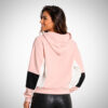 Ροζ γυναικείο hoodie με μαύρα κορδόνια, λευκά πλαϊνά και μαύρες λεπτομέρειες.