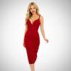 μίντι γυναικείο φόρεμα κόκκινο εφαρμοστό με ντεκολτέ pencil sexy chic φορέματα