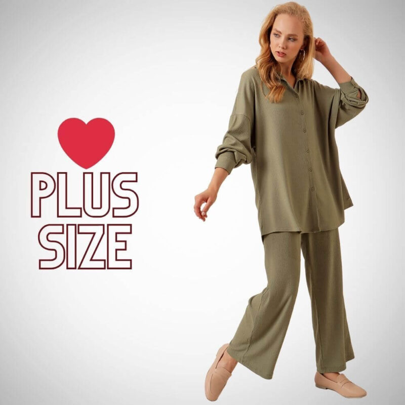 set plus size aneto panteloni me poukamiso suga style