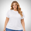 Plus size βαμβακερή μπλούζα T-shirt λευκή Suga Style με κοντό μανίκι και στρογγυλή λαιμόκοψη