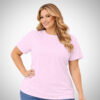 Suga Style plus size βαμβακερή μπλούζα T-shirt ροζ με χαλαρή γραμμή και minimal στιλ