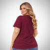 Γυναικεία plus size μπλούζα T-shirt μπορντό από βαμβάκι με άνετη εφαρμογή και κλασικό κόψιμο