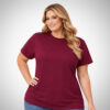 Γυναικεία plus size μπλούζα T-shirt μπορντό από βαμβάκι με άνετη εφαρμογή και κλασικό κόψιμο