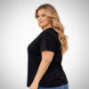 Βαμβακερό plus size T-shirt μαύρο χρώμα Suga Style σε basic γραμμή, ιδανικό για καθημερινές εμφανίσεις