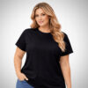 Βαμβακερό plus size T-shirt μαύρο χρώμα Suga Style σε basic γραμμή, ιδανικό για καθημερινές εμφανίσεις