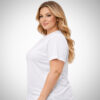 Suga Style plus size βαμβακερή μπλούζα T-shirt λευκή με χαλαρή γραμμή και minimal στιλ