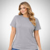 Γυναικεία plus size μπλούζα T-shirt γκρι από βαμβάκι με άνετη εφαρμογή και κλασικό κόψιμο