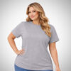 Γυναικεία plus size μπλούζα T-shirt γκρι από βαμβάκι με άνετη εφαρμογή και κλασικό κόψιμο