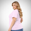Suga Style plus size βαμβακερή μπλούζα T-shirt ροζ με χαλαρή γραμμή και minimal στιλ