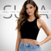Μαύρο αμάνικο crop top Suga Style με στρογγυλή λαιμόκοψη και εφαρμοστή γραμμή