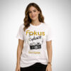 Γυναικείο λευκό t-shirt Fokus Capture It με camera σχέδιο