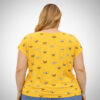 Plus Size μπλούζα Butterfly Suga Style σε κίτρινο χρώμα με all-over σχέδιο πεταλούδες, άνετη γραμμή (2XL/3XL)