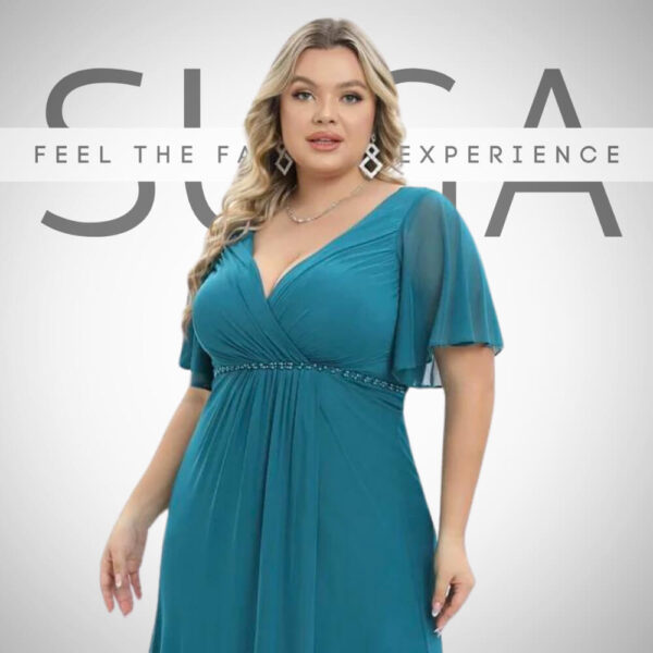 plus size maxi φόρεμα με σκίσιμο vip dress by suga collection