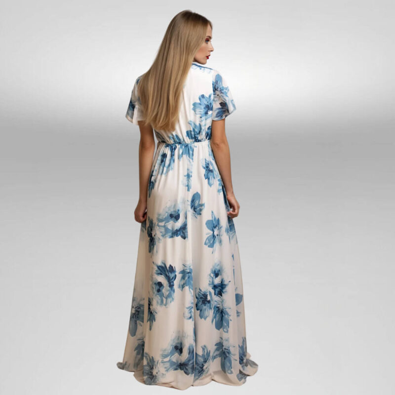 maxi forema leyko me mple louloudia suga collection