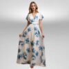 maxi forema leyko me mple louloudia suga collection