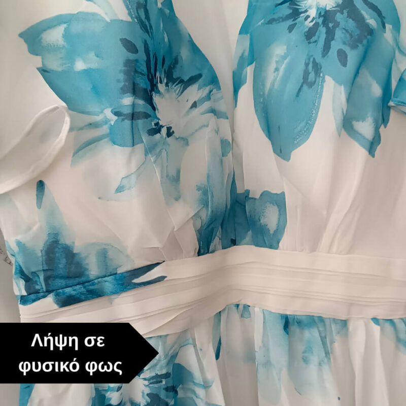 maxi forema leyko me mple louloudia suga collection
