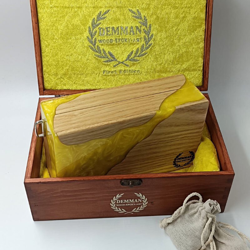Demman Artbag Yellow χειροποίητη ξύλινη γυναικεία τσάντα limited edition