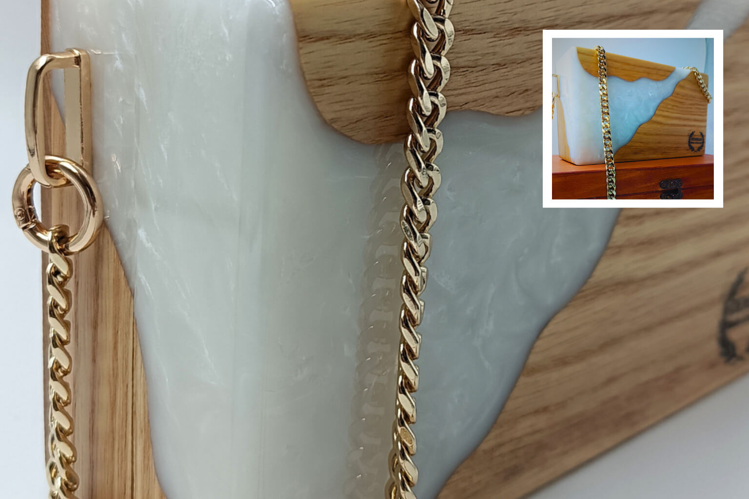 Demman handmade wooden bag in white luxury design