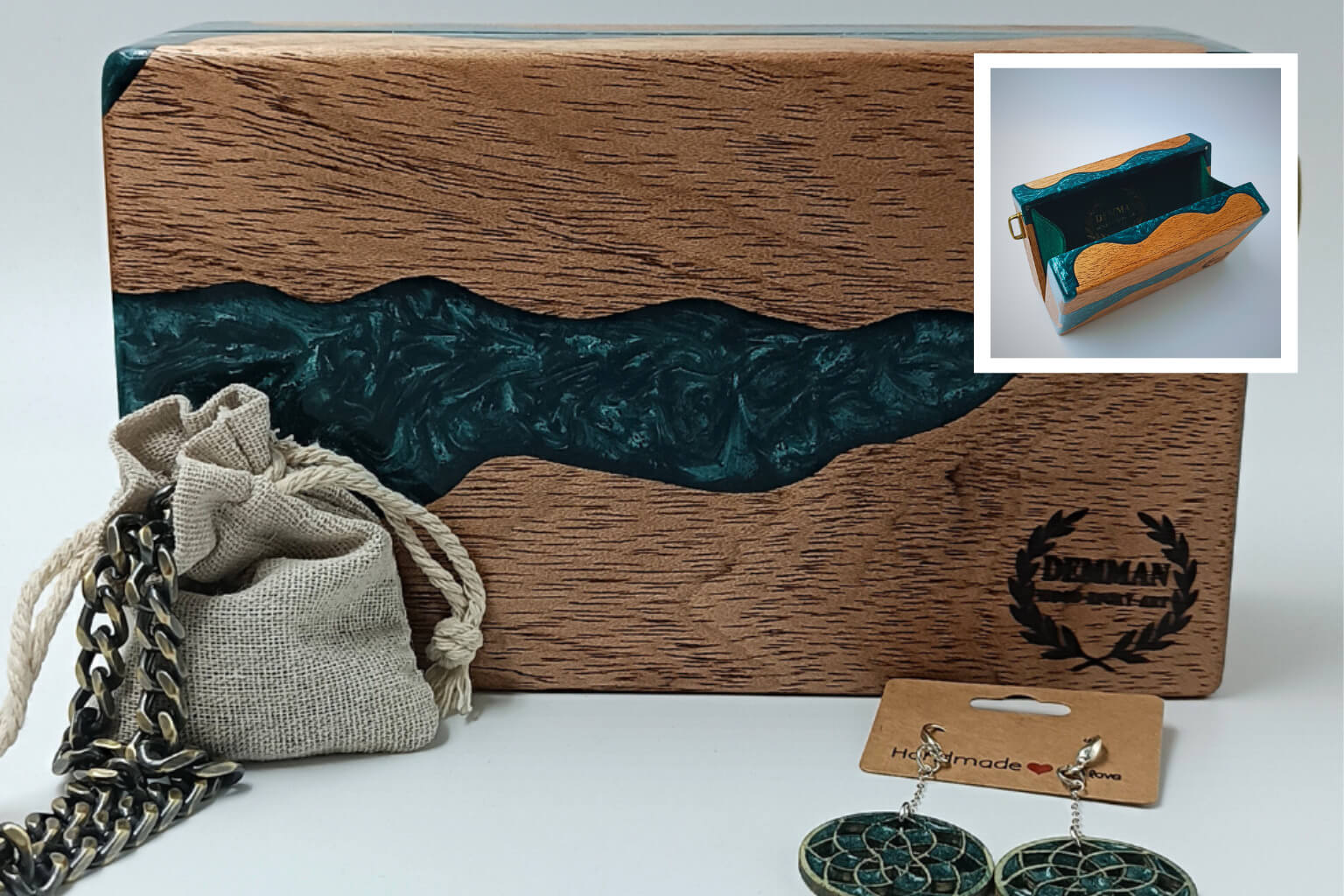 Demman fashion bag with magnetic clasp and epoxy finish