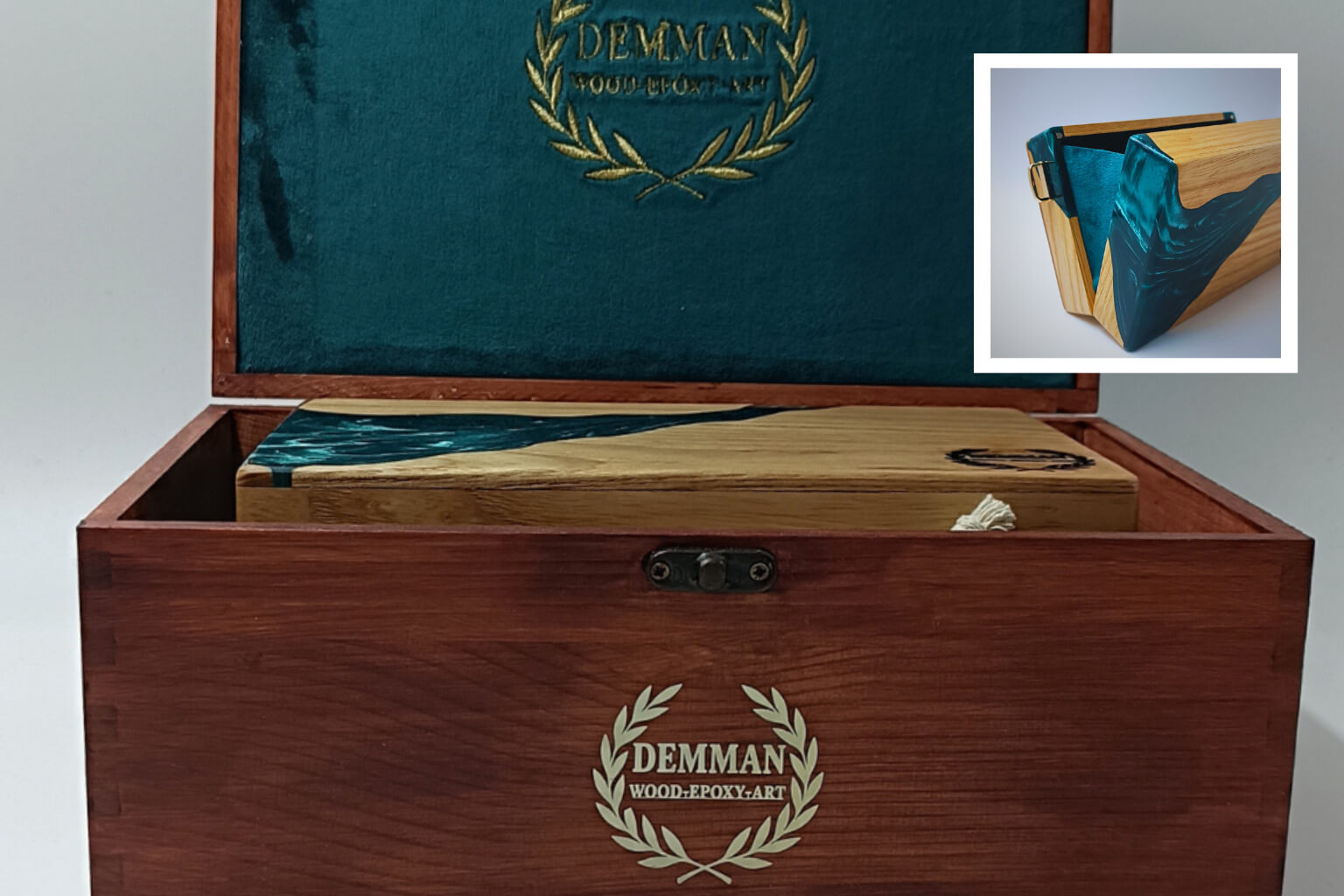 Unique collectible cypress green wooden handbag by Demman