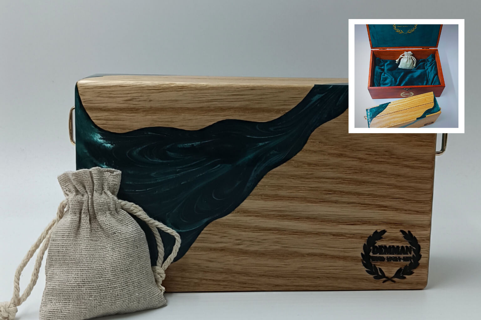 Minimalist cypress green handbag crafted from natural wood