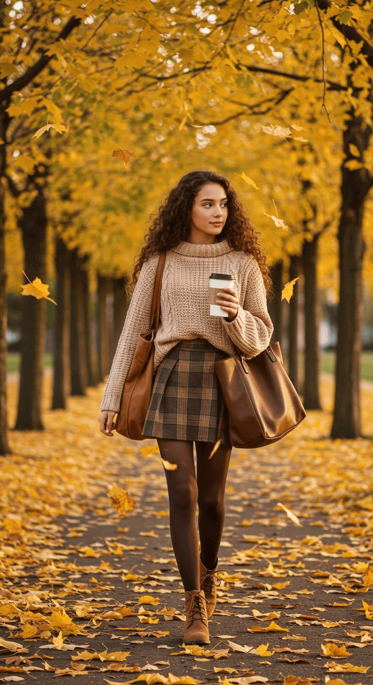 Καφέ δερμάτινες μπότες συνδυασμένες με cozy outfit