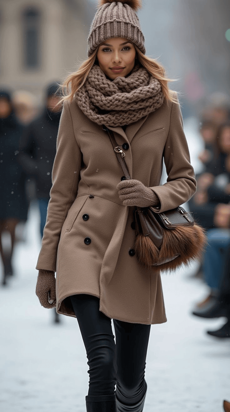 φθινοπωρινό outfit με κασκόλ και ζώνη
