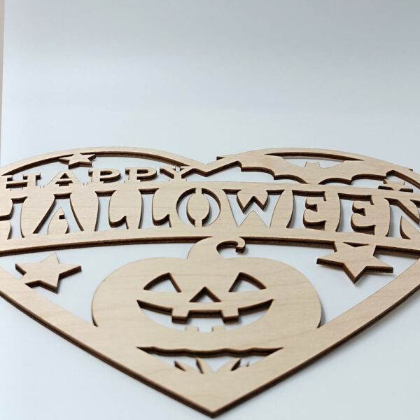 Χειροποίητη ξύλινη καρδιά με θέμα Halloween