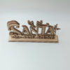 Ξύλινο decor Santa Stop Here με σκούφο Άγιου Βασίλη και κέρατα ταράνδου