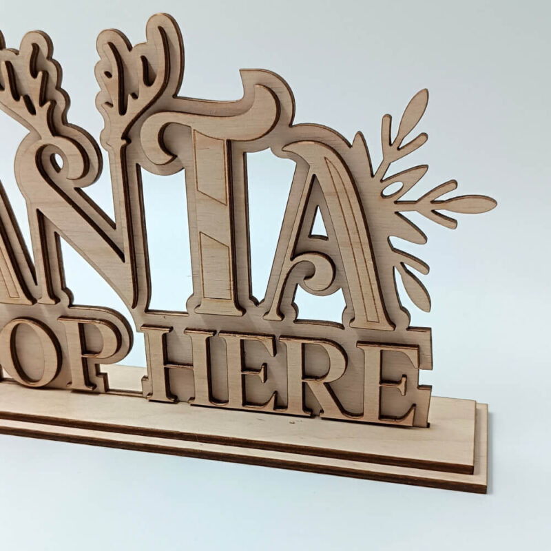 Ξύλινη διακόσμηση Santa Stop Here για σπίτι ή κατάστημα