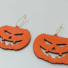 Halloween ξύλινα σκουλαρίκια με τρομακτικό σχέδιο κολοκύθας