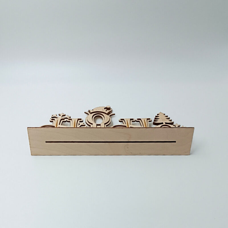 Ξύλινο decor Ho Ho Ho με χιονονιφάδες και χριστουγεννιάτικο δέντρο