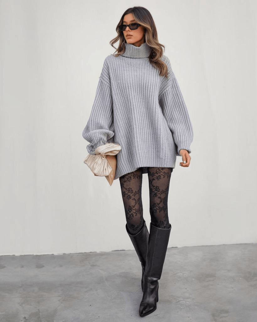πλεκτό πουλόβερ φθινοπωρινό outfit γυναίκα
