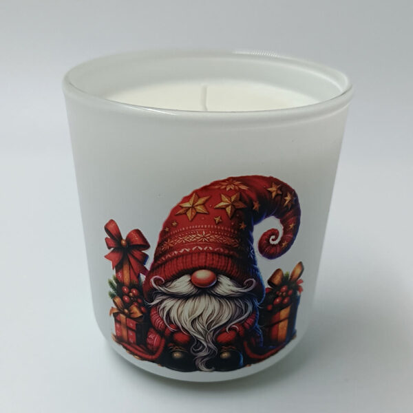 λευκό ματ δοχείο 280ml χειροποίητου vegan κεριού με άρωμα μελομακάρονο