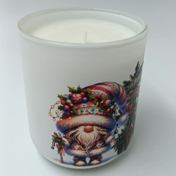 χειροποίητο χριστουγεννιάτικο κερί μελομακάρονο σε λευκό ματ γυάλινο δοχείο 280 ml